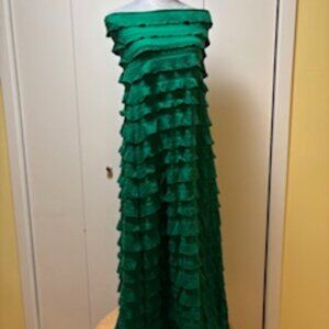 Green cotton knit Sacha Drake ruffled maxi dress size 16